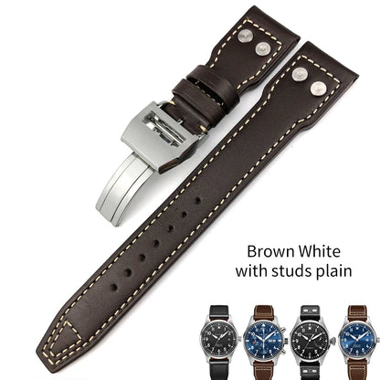 Bracelet de montre en cuir pour montres pilote IWC, Spitfire, LE, Petit Prince, Big Pilot's Watch Edition, Herit Mark, Antoine, 20mm, 21mm, 22mm