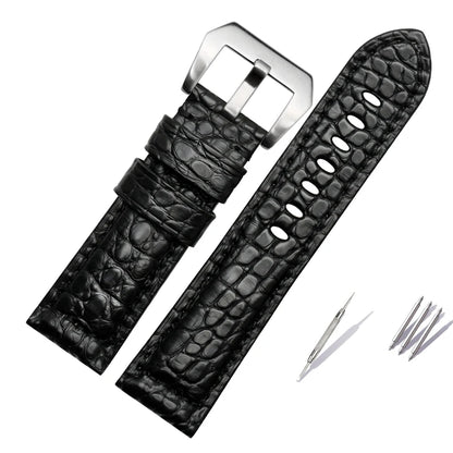 Men's Crocodile Watch Strap, Genuine Leather Watch Band, Black, Brown, High Quality, Panerai 441, 24mm, 26mm, 22mm