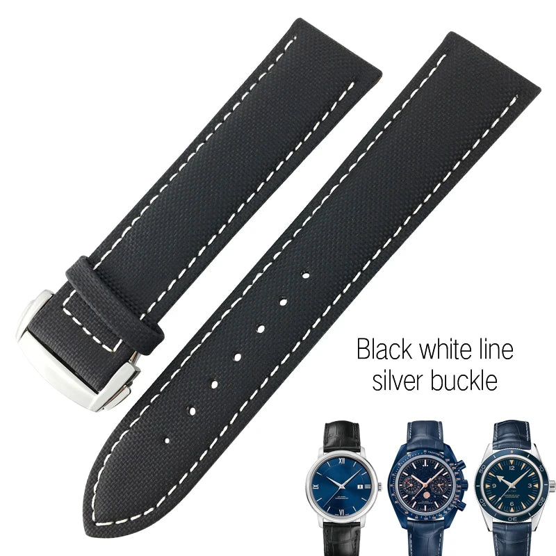 Cinturino di ricambio per orologio astronomico in tela e pelle per Omega Seam84300, Planet-Ocean SeATM, cinturino in nylon Hamilton, 20mm, 22mm, 19mm, 21mm