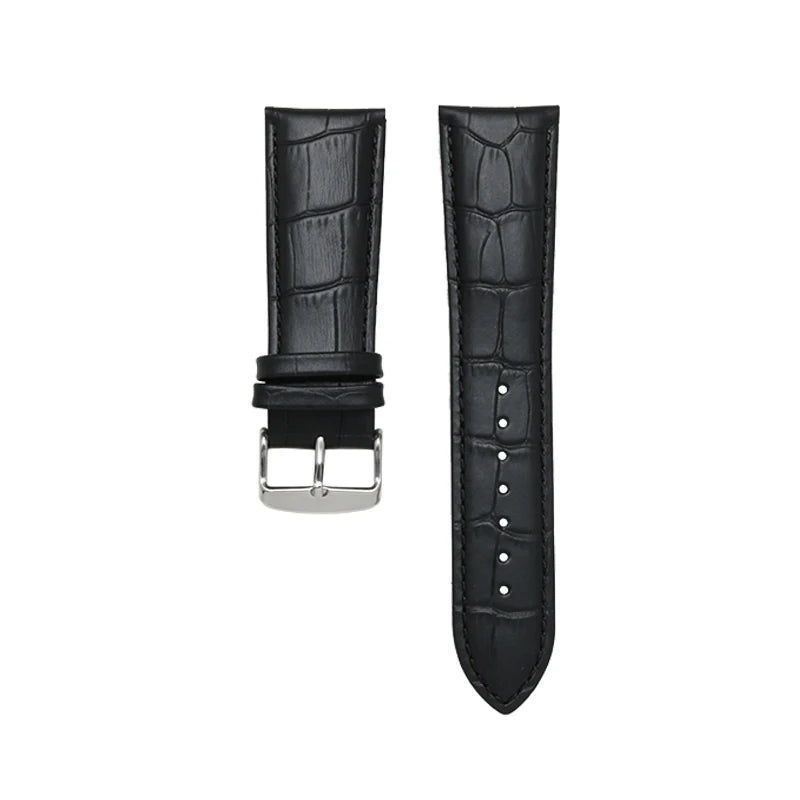 Cinturino per orologio in vera pelle da uomo, fibbia ad ardiglione 22mm-28mm, stampa alligatore, cinturino universale per tutti gli orologi