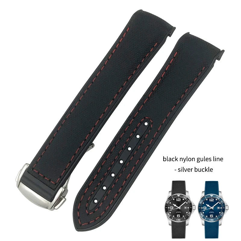 Cinturino per orologio in vera pelle, gomma e silicone, cinturino per orologio in nylon, adatto per Longines L3, Conquest, HUAWEI GT2, Samsung, 22mm, 21mm, 20mm, 19mm