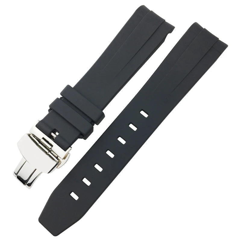 Correa de reloj de caucho y silicona, 19mm 20mm 21mm, adecuada para Tissot 1853 le-locle T006 seastar T120 Omega, cierre desplegable seamaster