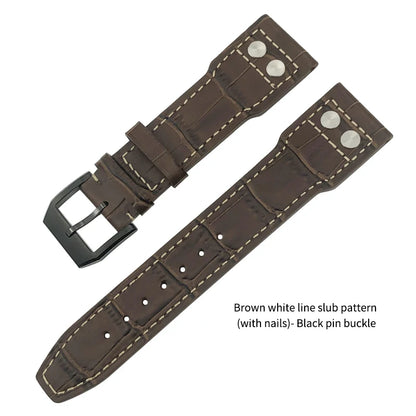 Bracelet de montre en cuir de vachette véritable, bracelet de montre marron souple, fermoir Tang, adapté pour IWC Pilot Mark 18, haute qualité, 20mm, 21mm, 22mm