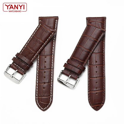 Cinturino per orologio in vera pelle da uomo, fibbia ad ardiglione 22mm-28mm, stampa alligatore, cinturino universale per tutti gli orologi