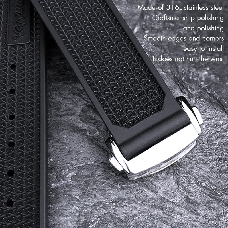 Correa de reloj de caucho y silicona natural de calidad, 20mm 21mm 19mm 18mm 22mm, para reloj Omega Speedmaster, cierre desplegable Seamaster
