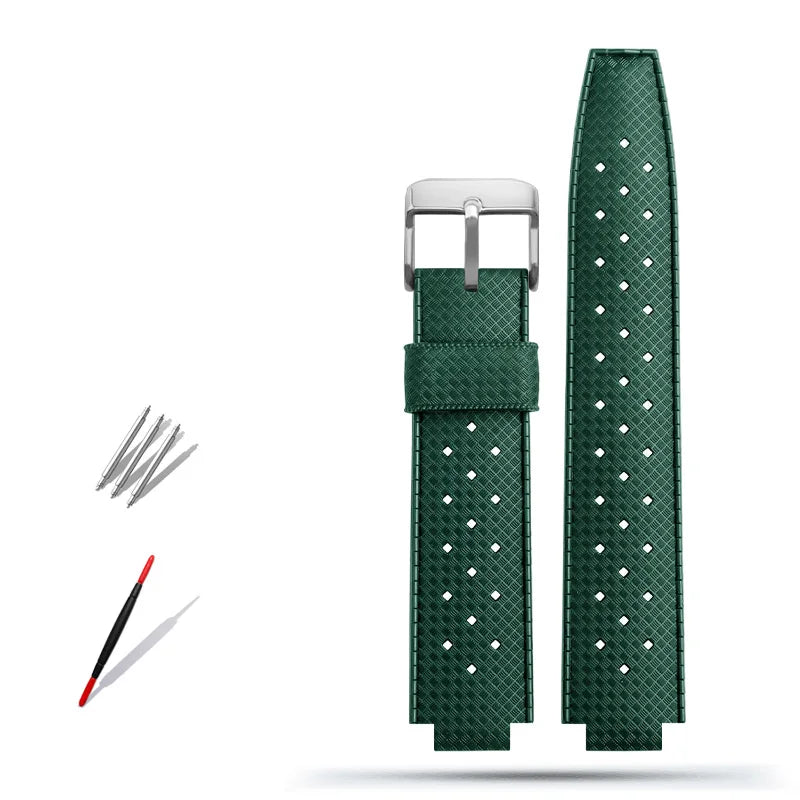 Rubber watch strap with convex interface, for handcrafted blue balloon/WSBB0025/W6920085