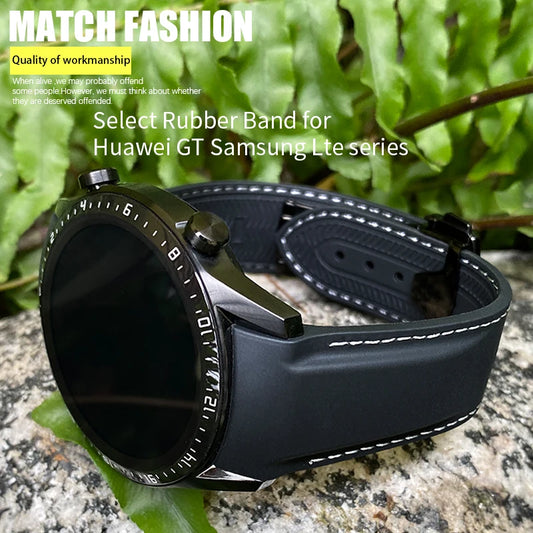 Cinturino per orologio in gomma di silicone con estremità curva, cinturino Seam84, adatto per HUAWEI, IGHT2, Samsung Galaxy Watch 3, 4, Omega, 20mm, 19mm, 21mm, 22mm