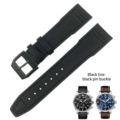 Bracelet de montre en cuir de vachette véritable, bracelet de montre marron souple, fermoir Tang, adapté pour IWC Pilot Mark 18, haute qualité, 20mm, 21mm, 22mm