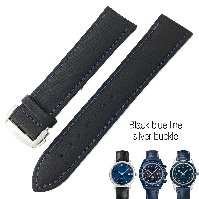 Cinturino di ricambio per orologio astronomico in tela e pelle per Omega Seam84300, Planet-Ocean SeATM, cinturino in nylon Hamilton, 20mm, 22mm, 19mm, 21mm