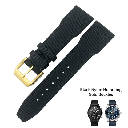 Bracelet de montre en cuir véritable avec boucle ardillon, tissu en nylon, convient aux montres IWC, Spitfire Pilot Mark 18 TOP GUN Strap, 20mm, 21mm, 22mm