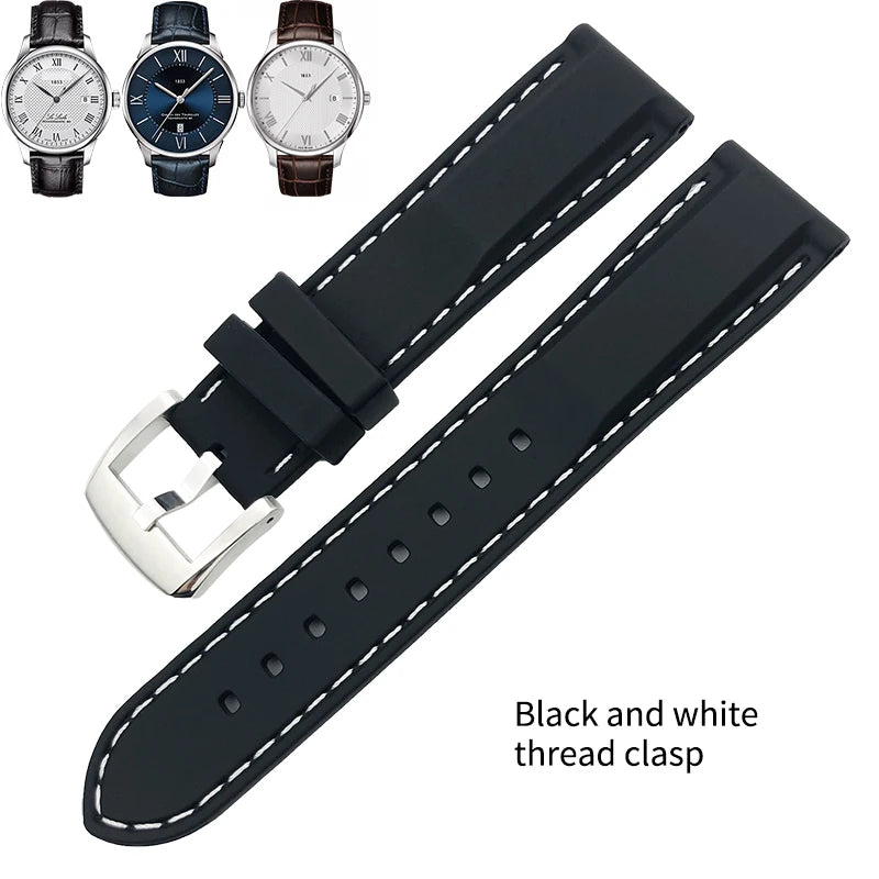 Rubber and Silicone Watch Strap, 19mm 20mm 21mm 22mm, for Tissot Le Locle T063, Soft and Waterproof, Stainless Steel Buckle