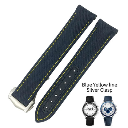 High quality nylon fabric watch strap, suitable for Omega, Wake A, TERRA, 150, Seam84, HouseDiver, 300, Planet, Ocean, blue strap 19mm, 20mm, 21mm