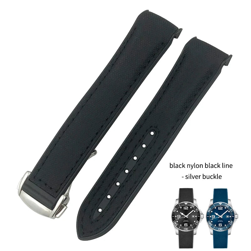 Cinturino per orologio in vera pelle, gomma e silicone, cinturino per orologio in nylon, adatto per Longines L3, Conquest, HUAWEI GT2, Samsung, 22mm, 21mm, 20mm, 19mm