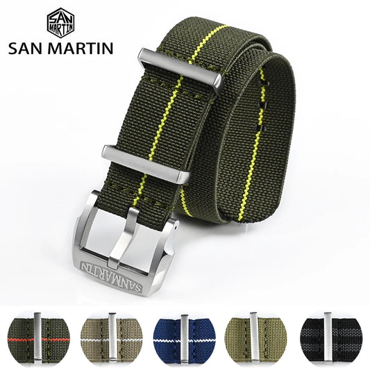 San Martin bracelet de montre élasticité bracelet en Nylon 20mm pilote militaire bracelet de montre Type universel sport parachutiste bracelet montres pièces