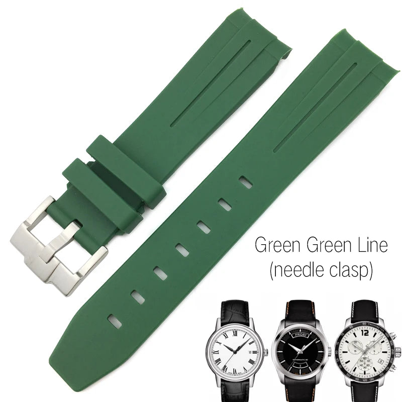 Correa de reloj de caucho y silicona, 19mm 20mm 21mm, adecuada para Tissot 1853 le-locle T006 seastar T120 Omega, cierre desplegable seamaster