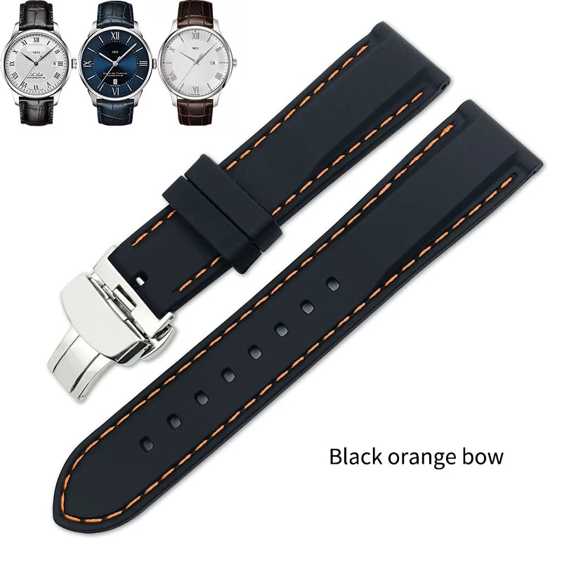 Rubber and Silicone Watch Strap, 19mm 20mm 21mm 22mm, for Tissot Le Locle T063, Soft and Waterproof, Stainless Steel Buckle