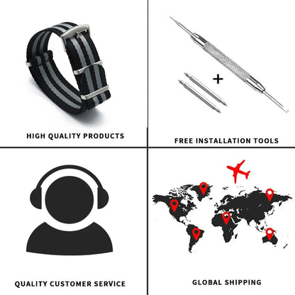 Bracelet de montre en Nylon de ceinture de sécurité de haute qualité 20mm 22mm Type universel troupes de sport Parachute pilote bracelets de montre en Nylon militaire