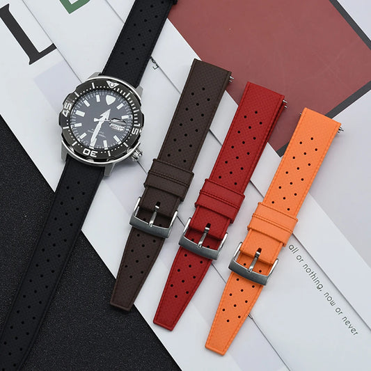 Cinturino in gomma FKM di alta qualità cinturino per orologio a sgancio rapido 18mm 20mm 22mm 24mm cinturino in gomma per smartwatch