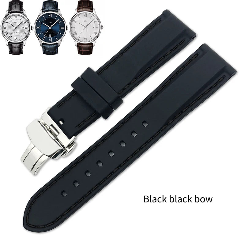 Rubber and Silicone Watch Strap, 19mm 20mm 21mm 22mm, for Tissot Le Locle T063, Soft and Waterproof, Stainless Steel Buckle