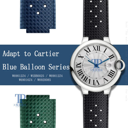 Rubber watch strap with convex interface, for handcrafted blue balloon/WSBB0025/W6920085