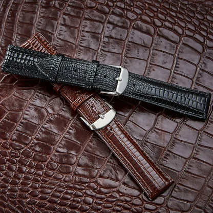 Bracelet de montre en cuir Texture lézard, boucle ardillon, pour femmes et hommes, 12mm 14mm 16mm 18mm 20mm 22mm 24mm