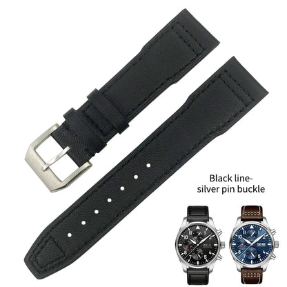 Bracelet de montre en cuir de vachette véritable, bracelet de montre marron souple, fermoir Tang, adapté pour IWC Pilot Mark 18, haute qualité, 20mm, 21mm, 22mm