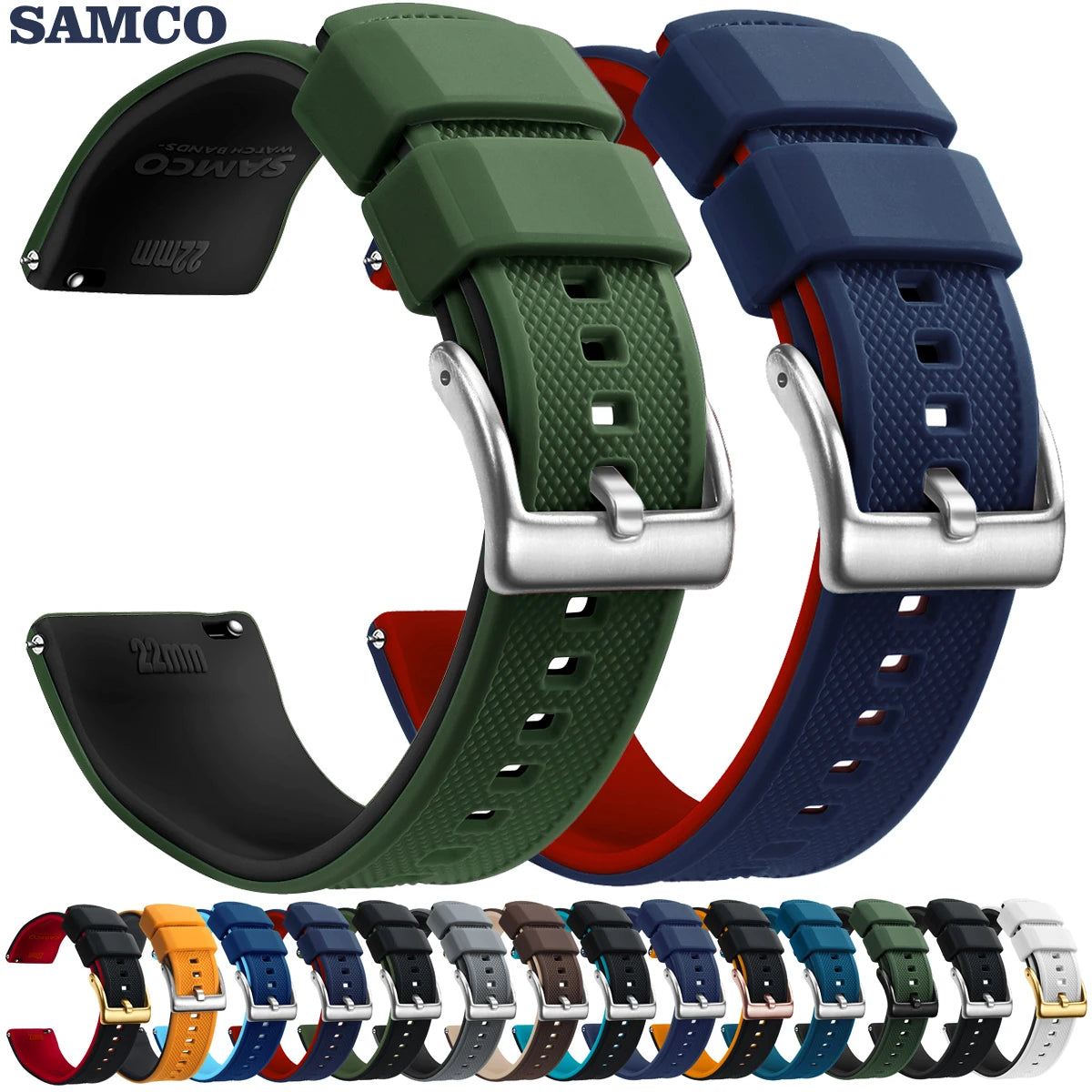 Bracelet de montre en Silicone de qualité supérieure, 18mm 20mm 22mm, à dégagement rapide, en caoutchouc, de remplacement