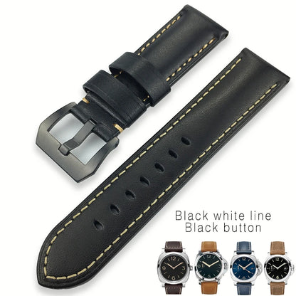 Bracelet de montre en cuir de vachette véritable pour homme, bracelet à boucle ardillon, spécial pour PANERAI LUMINOR 1950 Gstuff SUBMERSIBLE PAM441 PAM438, 24mm