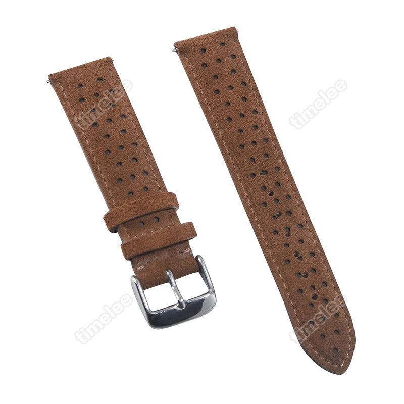 Cinturino per orologio in vera pelle scamosciata vintage, poroso e traspirante, 20 mm 22 mm, per Samsung Galaxy Watch 42 mm 46 mm