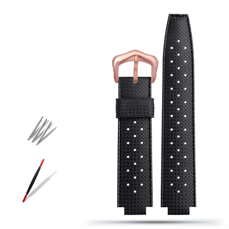Rubber watch strap with convex interface, for handcrafted blue balloon/WSBB0025/W6920085