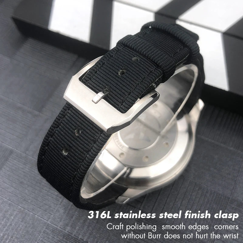 Bracelet de montre en cuir véritable avec boucle ardillon, tissu en nylon, convient aux montres IWC, Spitfire Pilot Mark 18 TOP GUN Strap, 20mm, 21mm, 22mm