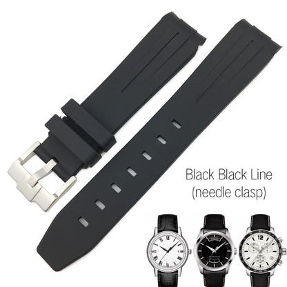 Correa de reloj de caucho y silicona, 19mm 20mm 21mm, adecuada para Tissot 1853 le-locle T006 seastar T120 Omega, cierre desplegable seamaster