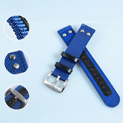 San Martin Quick Release Watch Strap Double Layer High Quality Nylon Strap Fashion Rivet Stitching Design 20mm 22mm Watch Parts