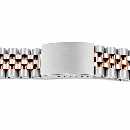 Bracciale Jubilee per Rolex / Tudor - Argento / Oro Rosa bicolore - Vintage in acciaio spazzolato / lucido a specchio - Curvo