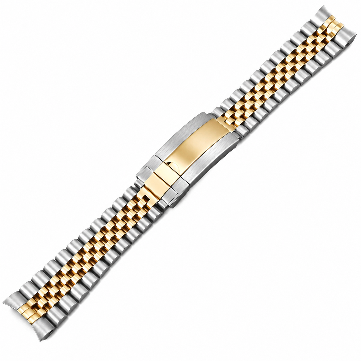 Solid Jubilee Stainless Steel Bracelet for Submariner / Datejust and others - 20mm - Deployant Clasp Micro-Adjustments / Curved