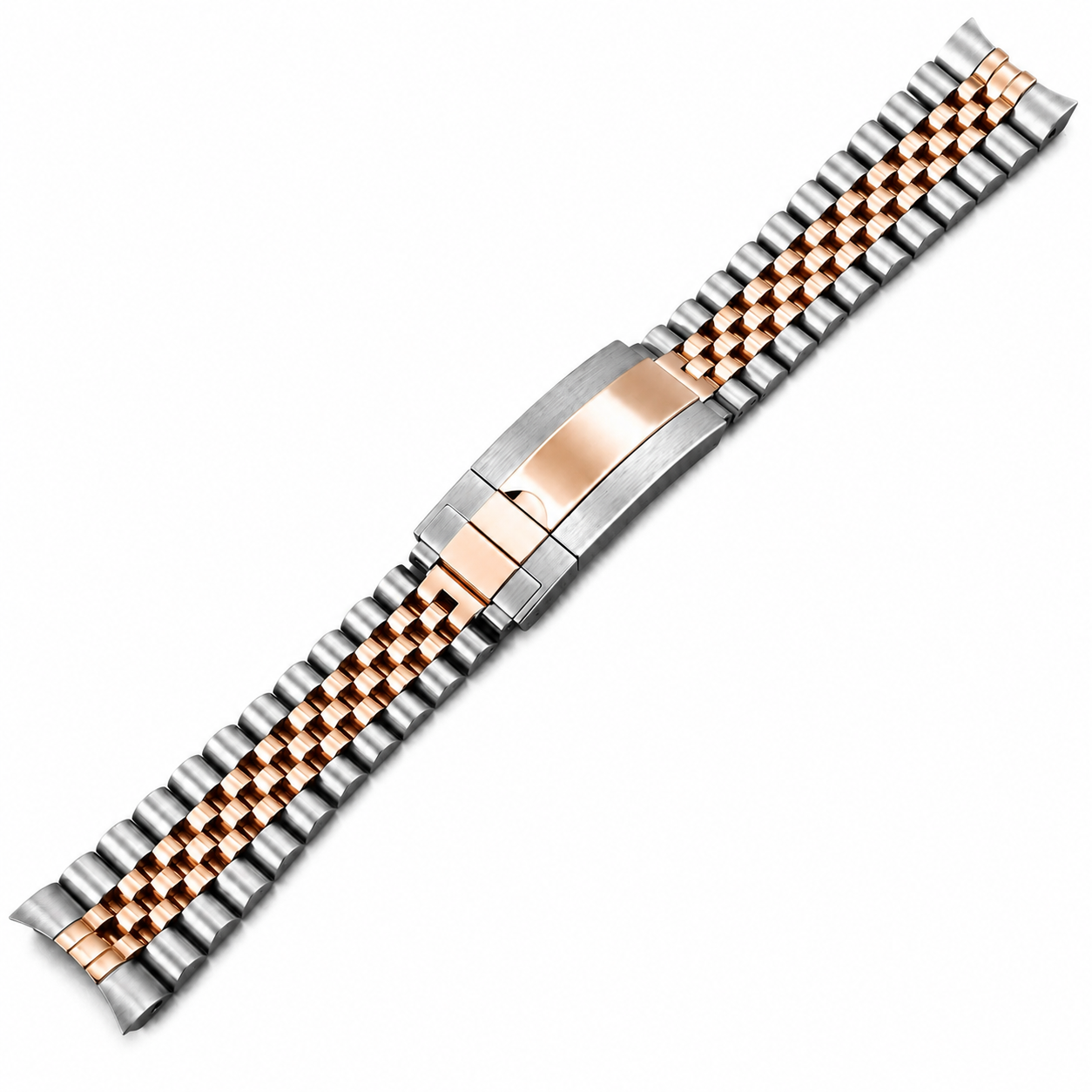 Solid Jubilee Stainless Steel Bracelet for Submariner / Datejust and others - 20mm - Deployant Clasp Micro-Adjustments / Curved