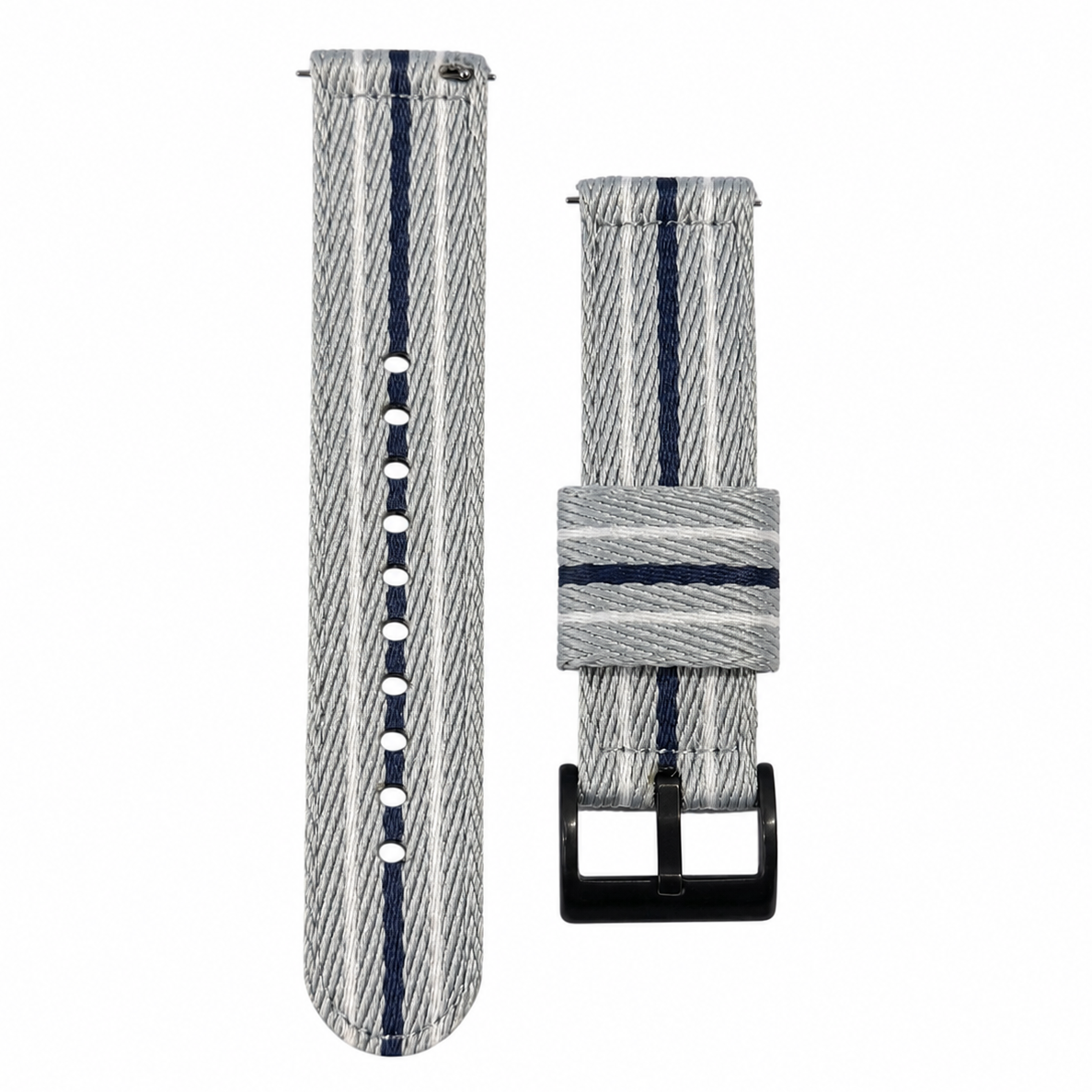 Masar Bracelet Montre en Nylon Gris / Bleu Marine / Blanc - Rapide - Universel