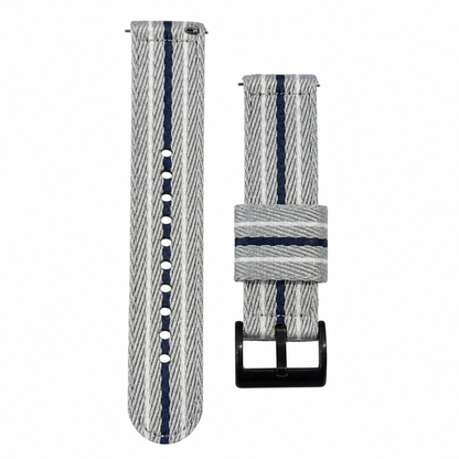 Masar Bracelet Montre en Nylon Gris / Bleu Marine / Blanc - Rapide - Universel