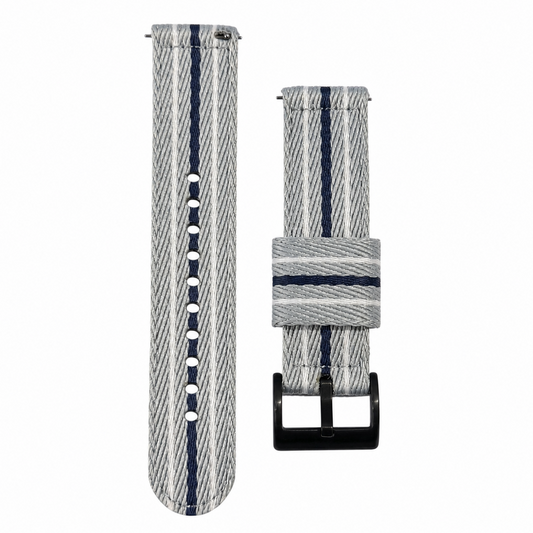 Grey / Navy / White Nylon Watch Strap - Quick Release - Universal