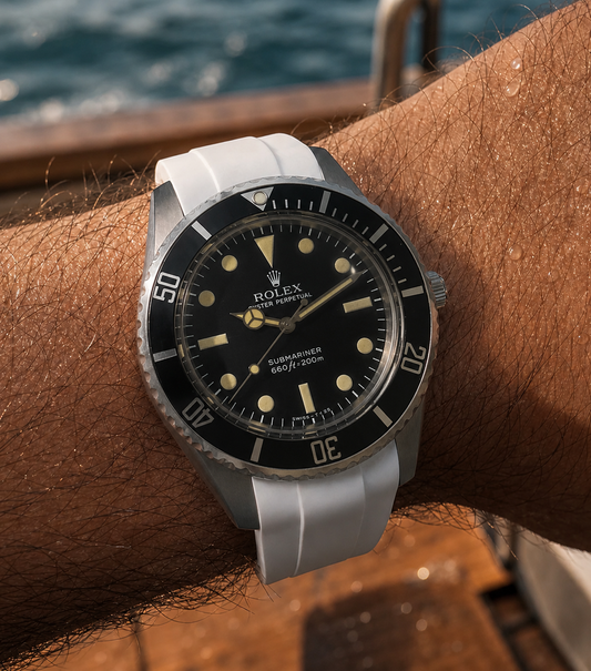 Bracelet 20mm en Caoutchouc FKM Compatible avec Rolex et autres - Boucle Ardillon - Incurvé / Premium