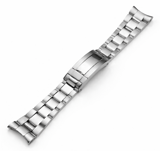 Bracelet de Montre Argent 20mm pour Rolex Oyster massif / courbé - poli miroir / brossé