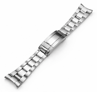 Cinturino per orologio da 21 mm in argento per Rolex Oyster massiccio/curvo - lucidato a specchio/spazzolato