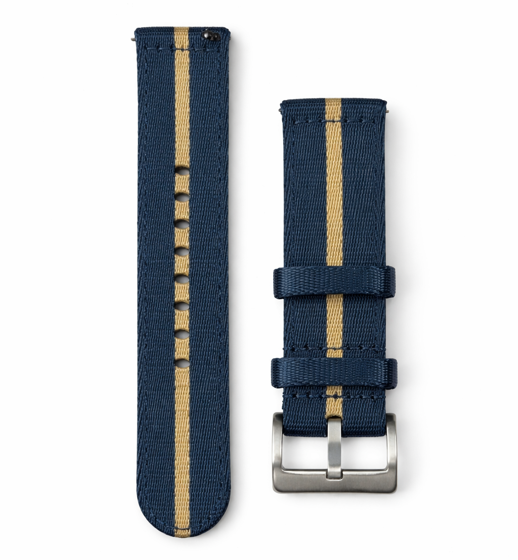 Bracelet de montre en nylon Bleu Marine / khaki - Rapide - Universel