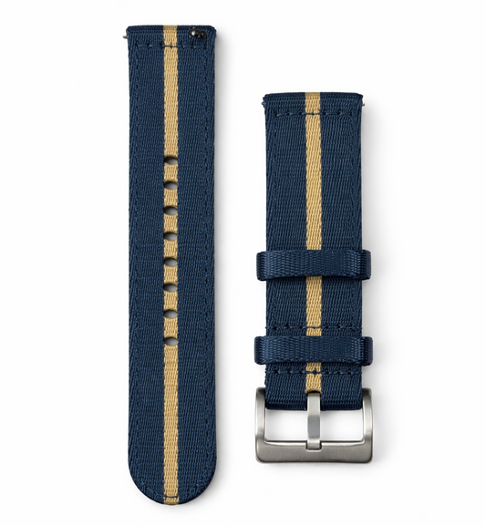 Navy Blue / Khaki Nylon Watch Strap - Quick Release - Universal