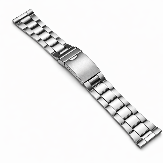 Bracelet Montre Acier Oyster - Embouts Droits - poli miroir / brossé - Ajustement automatique de 18mm à 23mm - Universel