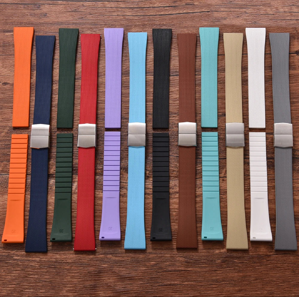 Cinturino per orologio in gomma di alta qualità - Fibbia argento, oro o nero