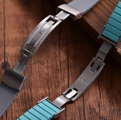 Cinturino per orologio in gomma di alta qualità - Fibbia argento, oro o nero