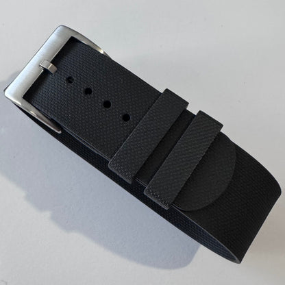 Masar Bracelet montre Nato Noir en caoutchouc Aero Premium - 24,5cm