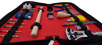 Kit Réparation Montres en Cuir – 24 Pièces, Ouvre-Boîtier, Tournevis, Pinces, Support