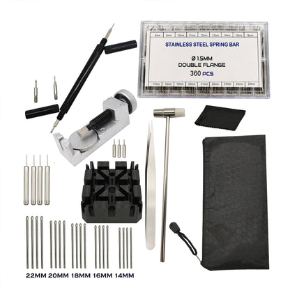 Kit - Utensili Riparazione - Maglie - Bracciali Orologio - 360 Pz barrette a molla e perni a spacco